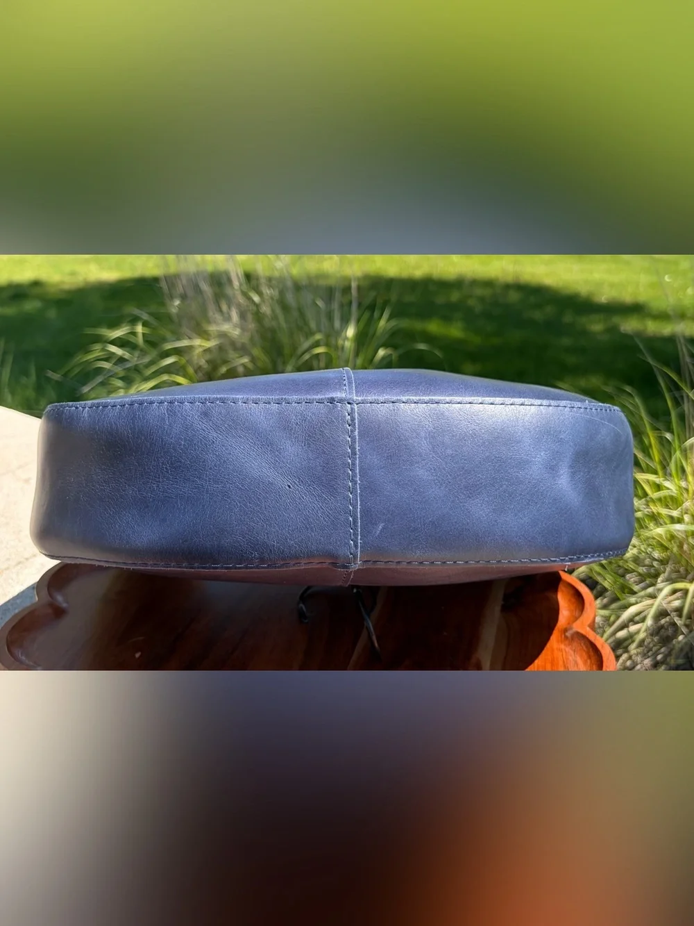 Portland Leather Nora Large Shoulder Bag Cowboy Blue Leather